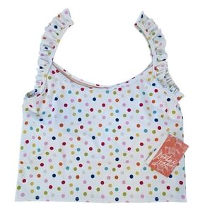 🌈✨ Kortni Jeane Ruffle Strap Mix & Match Swim Top 2XL – Rainbow Polka Dot NWT